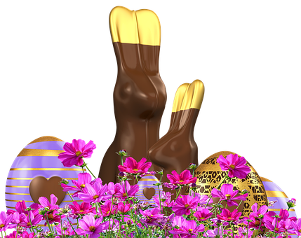 Easter Chocolate Bunniesand Eggs PNG image