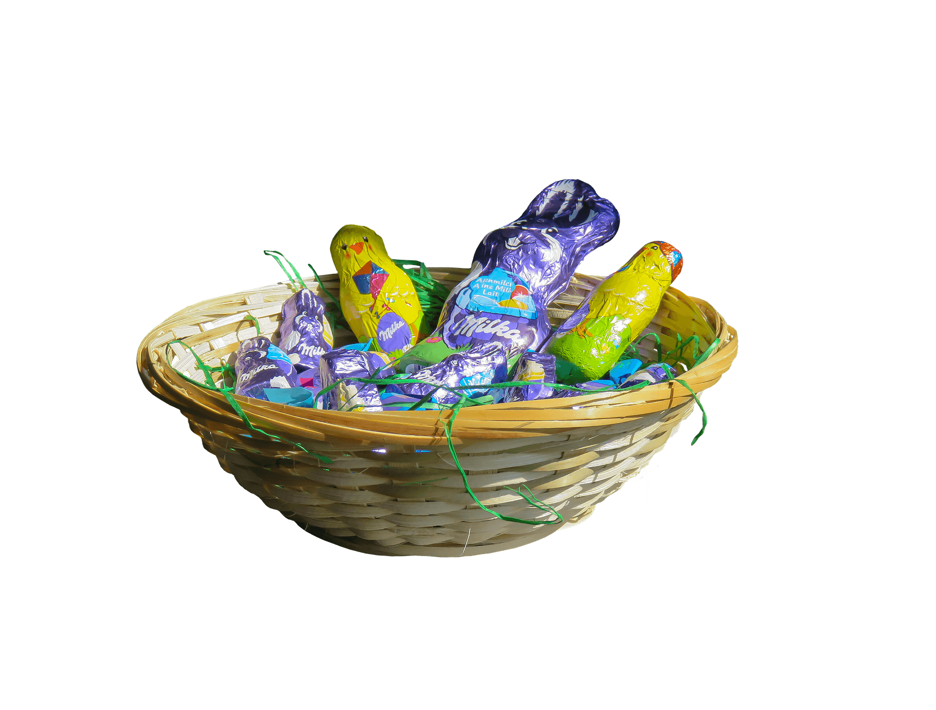 Easter Chocolate Bunniesin Basket PNG image