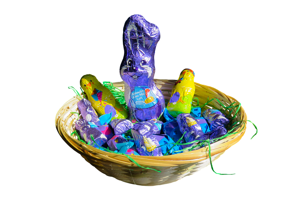 Easter Chocolate Bunniesin Basket PNG image