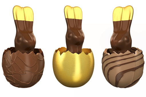 Easter Chocolate Bunniesin Eggs PNG image