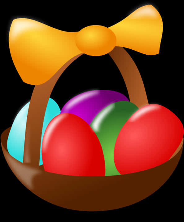 Easter Egg Basketwith Yellow Bow PNG image