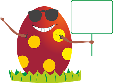 Easter Egg Cartoonwith Sign PNG image
