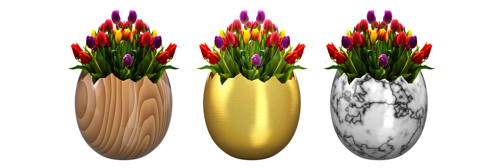 Easter Tulipsin Egg Vases PNG image