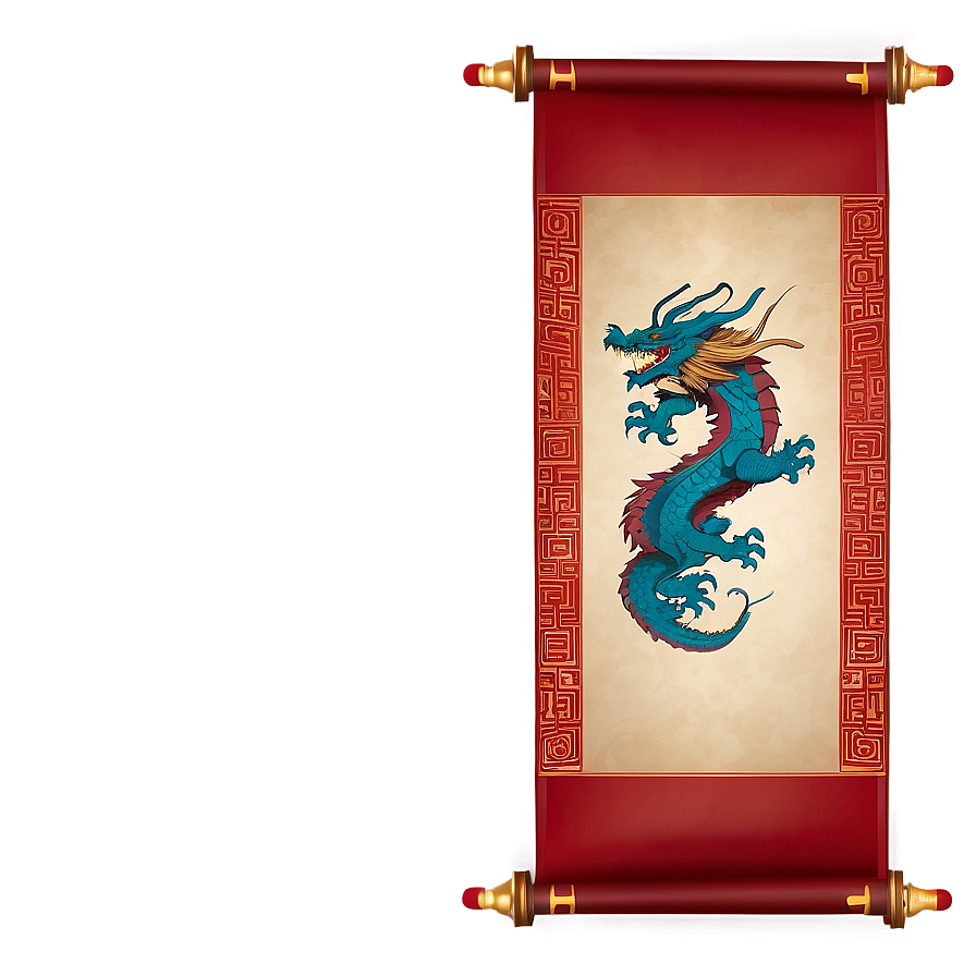 Eastern Dragon Scroll Banner Png Qrm5 PNG image