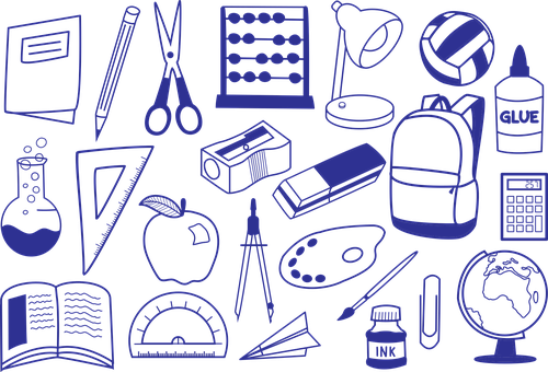 Educational Supplies Vector Illustration PNG image