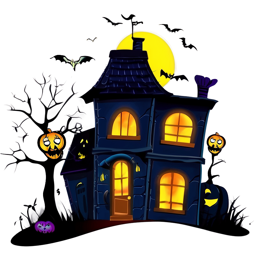 Eerie Halloween Cartoon Town Png 39 PNG image