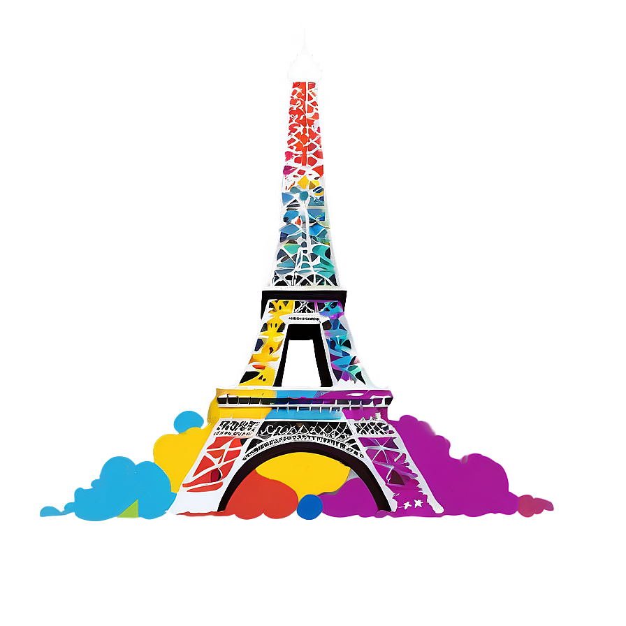 Eiffel Tower Colorful Artwork Png 18 PNG image