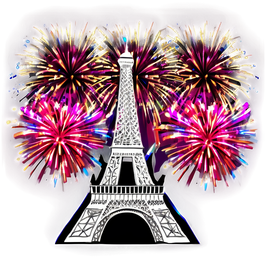 Eiffel Tower Fireworks Celebration Png 05212024 PNG image