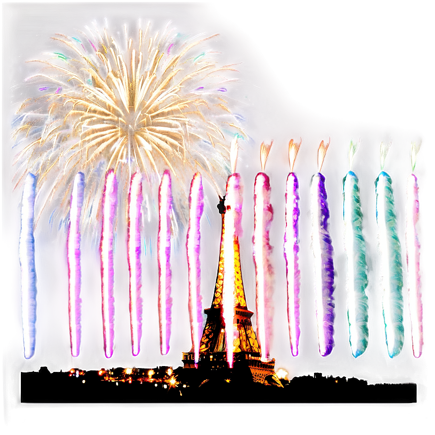 Eiffel Tower Fireworks Celebration Png Oqq53 PNG image