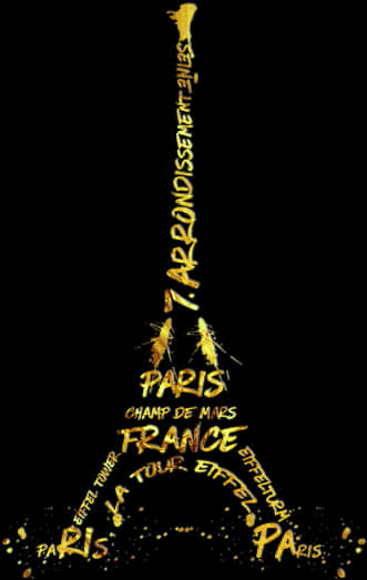 Eiffel Tower Golden Artwork PNG image