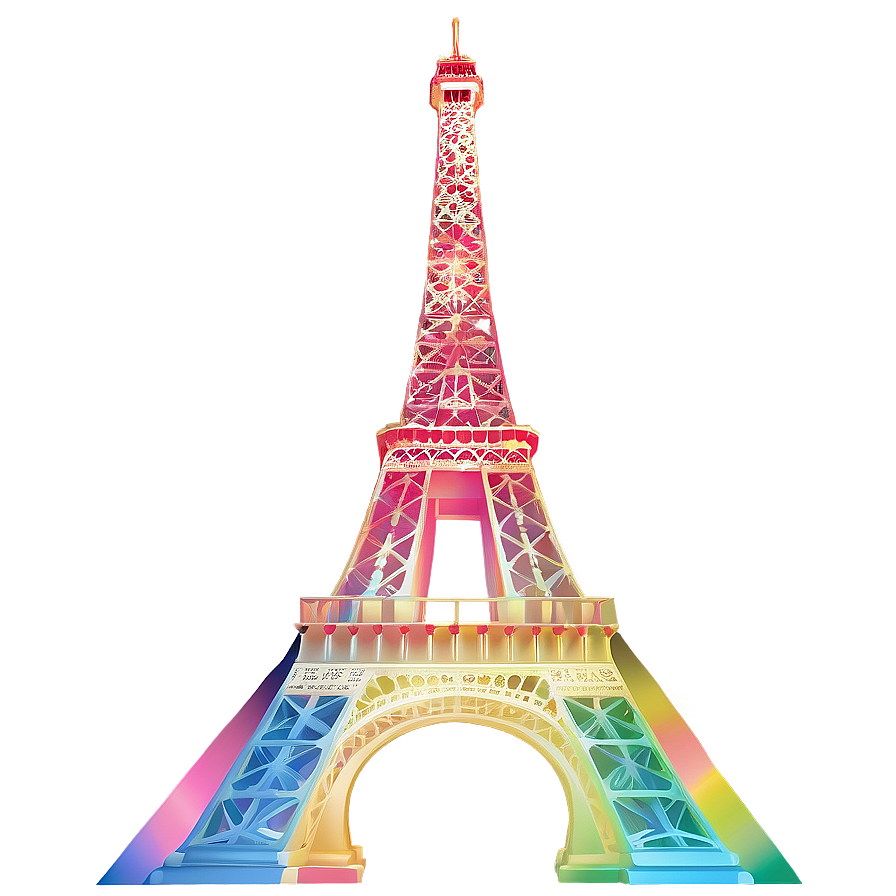 Eiffel Tower Rainbow Effect Png 05212024 PNG image