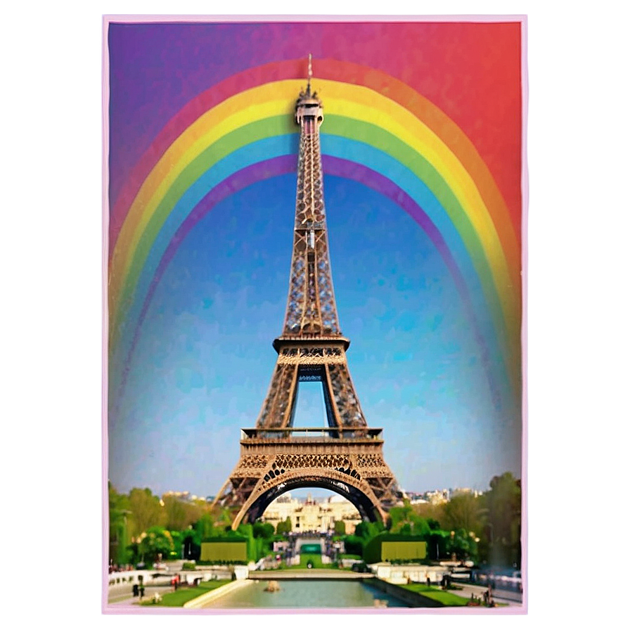 Eiffel Tower Rainbow Effect Png Hkf75 PNG image