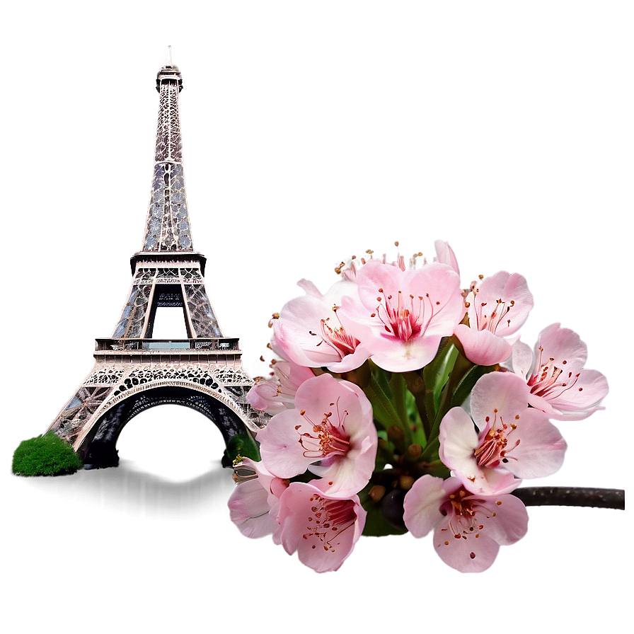 Eiffel Tower Spring Blossom Png 05212024 PNG image