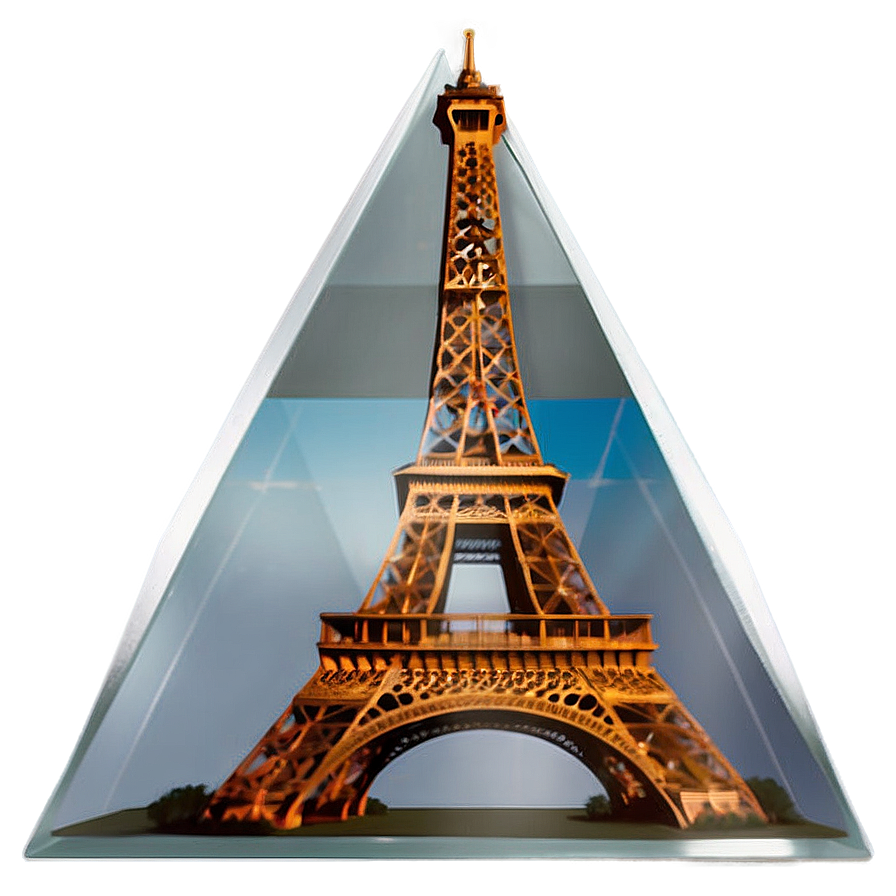 Eiffel Tower Through Glass Pyramid Png Mfa44 PNG image