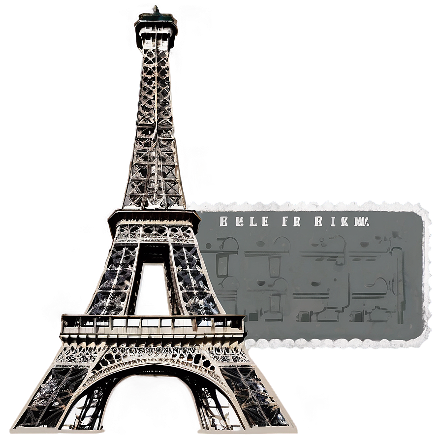 Eiffel Tower Vintage Postcard Png 32 PNG image