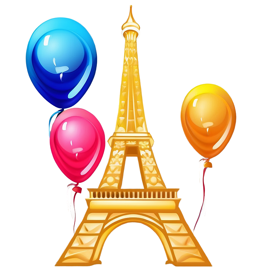 Eiffel Tower With Balloons Png Ppv PNG image