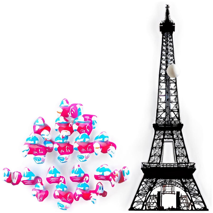 Eiffel Tower With Tourists Png 05212024 PNG image