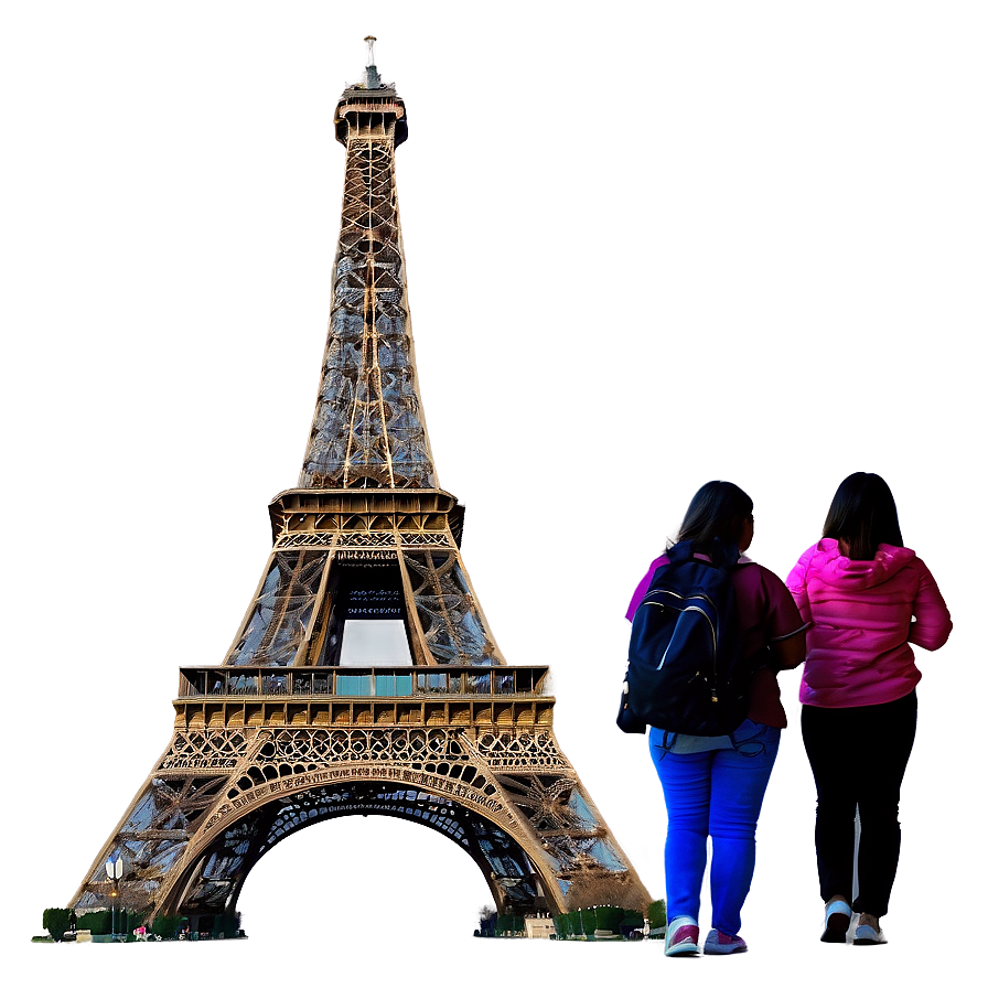 Eiffel Tower With Tourists Png Pnx88 PNG image