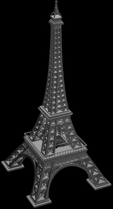 Eiffel Tower3 D Model Blackand White PNG image