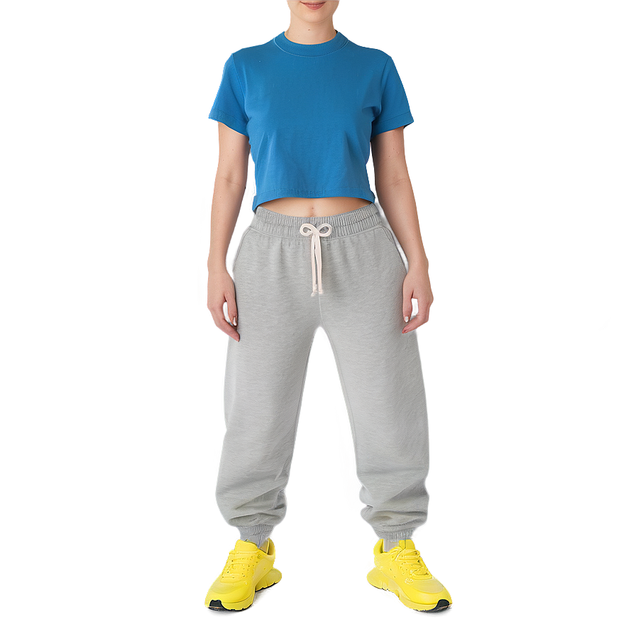 Elastic Waist Grey Sweatpants Png 06282024 PNG image