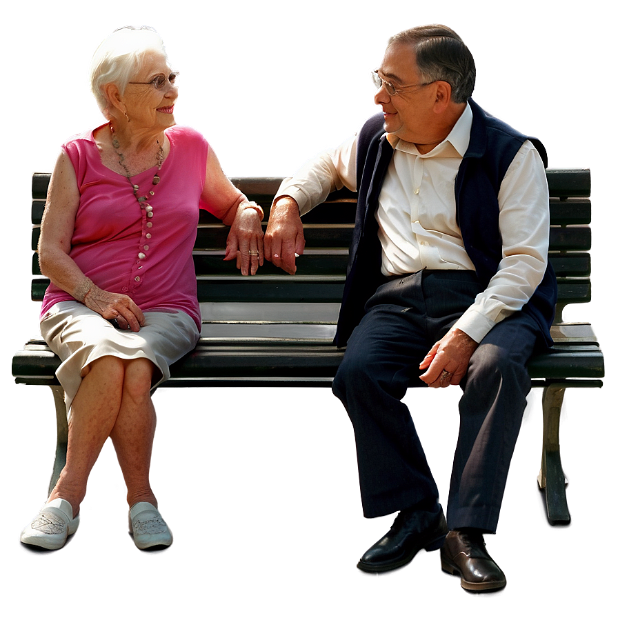 Elderly Couple On Bench Png 06252024 PNG image