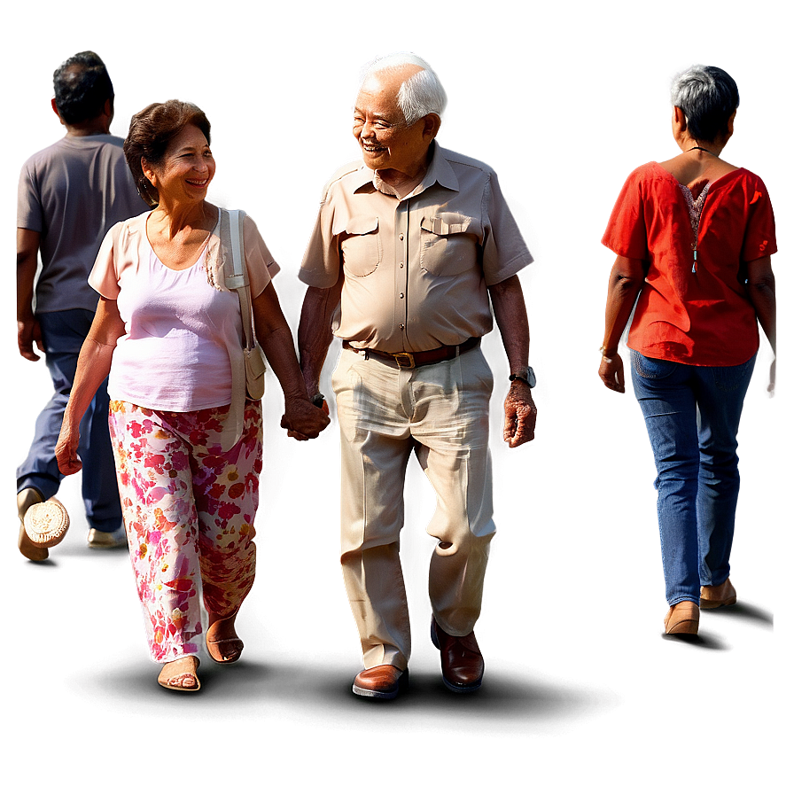 Elderly Couple Sunset Walk Png 06252024 PNG image