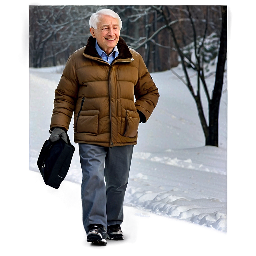 Elderly Couple Winter Walk Png Ark PNG image