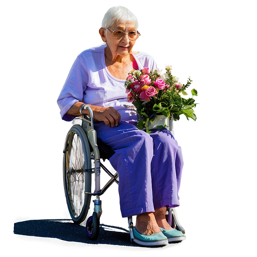 Elderly Lady With Flowers Png Jkp31 PNG image