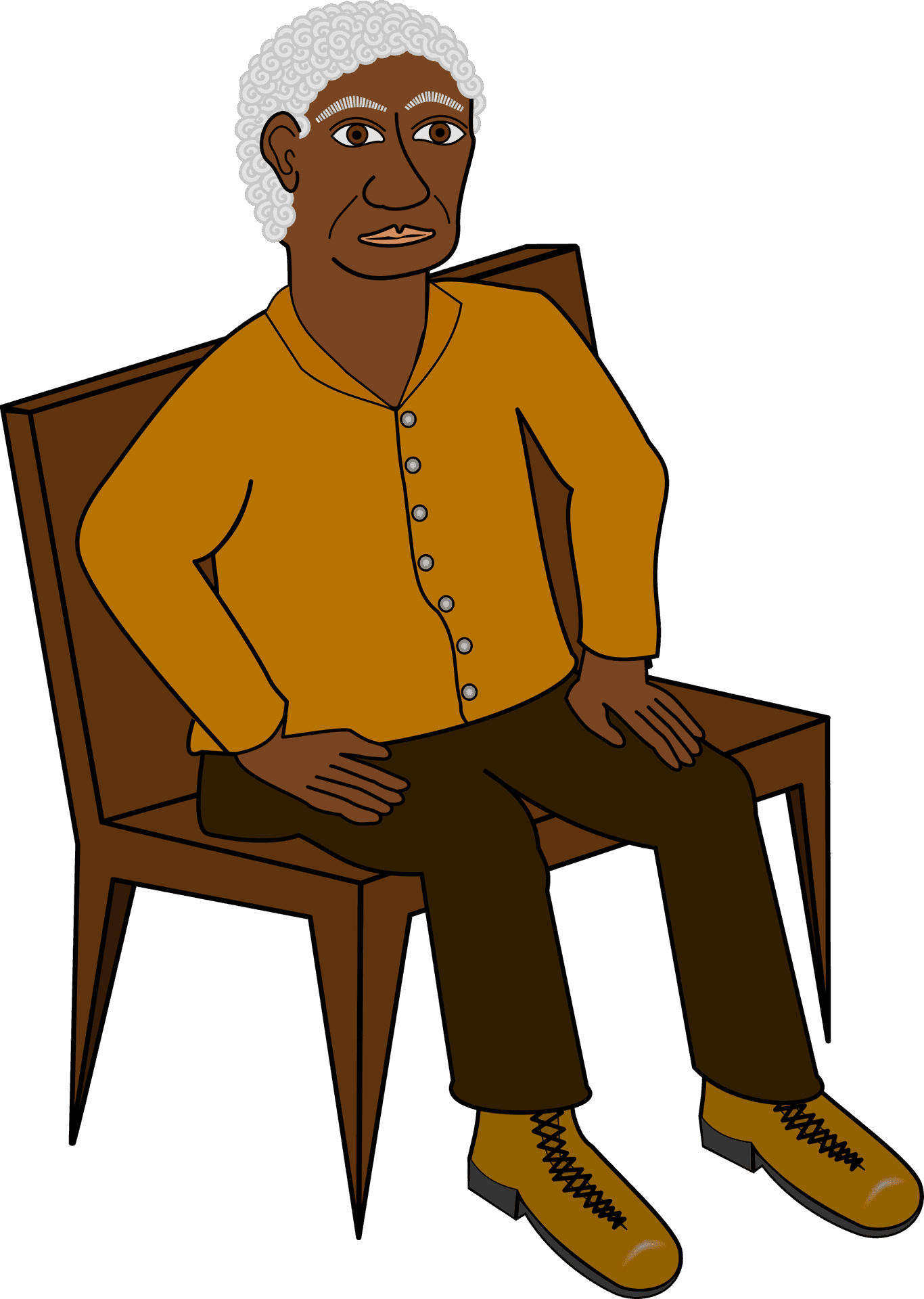 Elderly Man Sittingin Chair Illustration PNG image