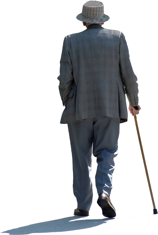 Elderly Manwith Walking Stick PNG image
