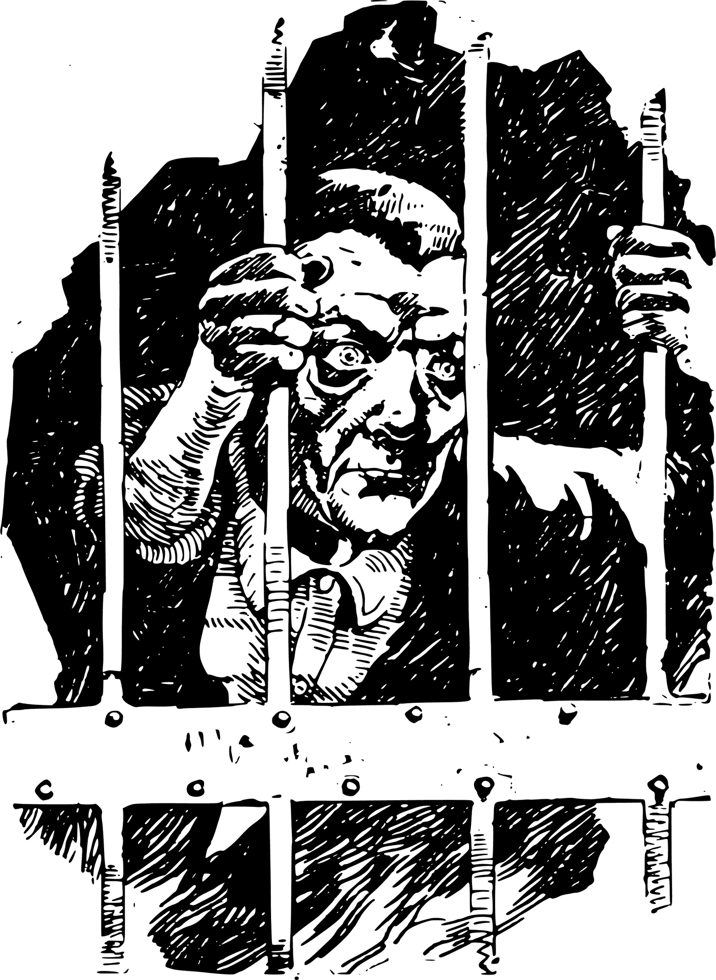 Elderly_ Prisoner_ Behind_ Bars PNG image