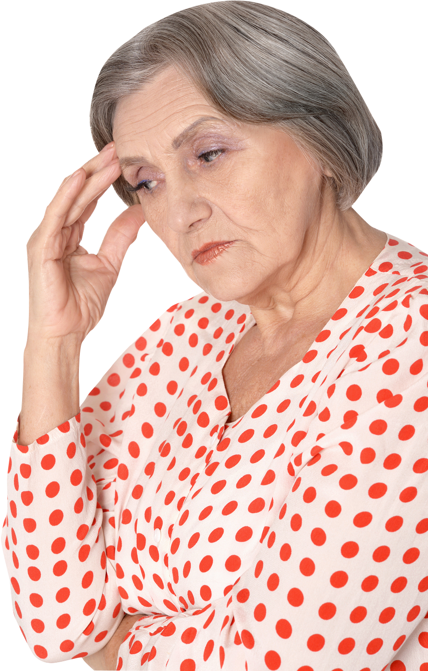 Elderly Woman Experiencing Headache PNG image