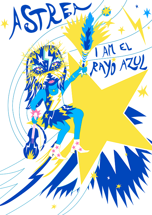 Electric Azul Warrior Illustration PNG image