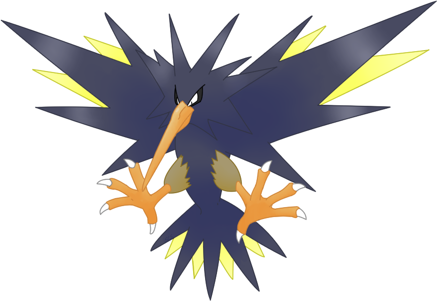 Electric Bird Pokemon Art PNG image