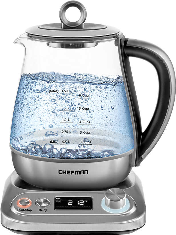 Electric Glass Kettle Chefman PNG image