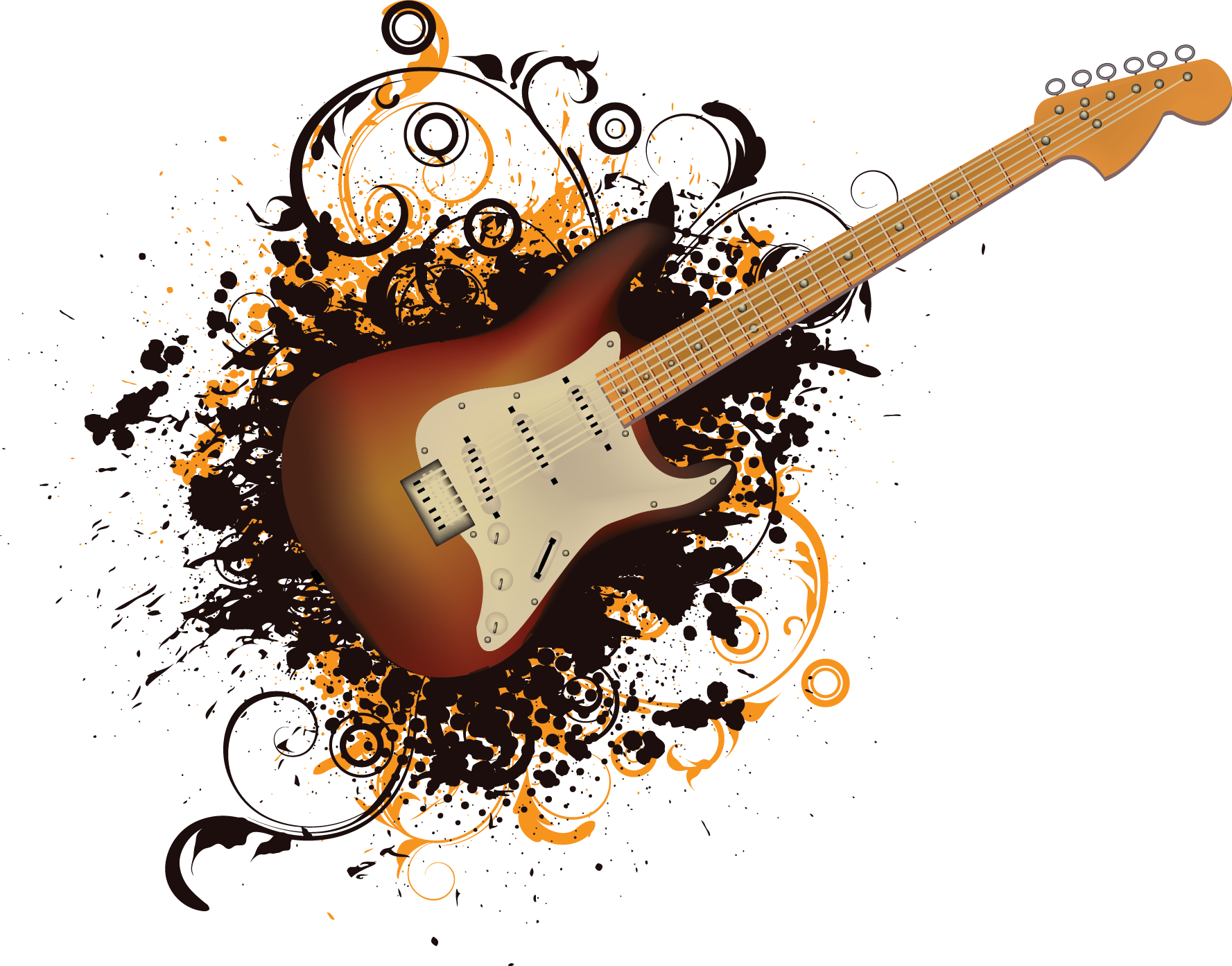 Electric Guitar Artistic Splash PNG image