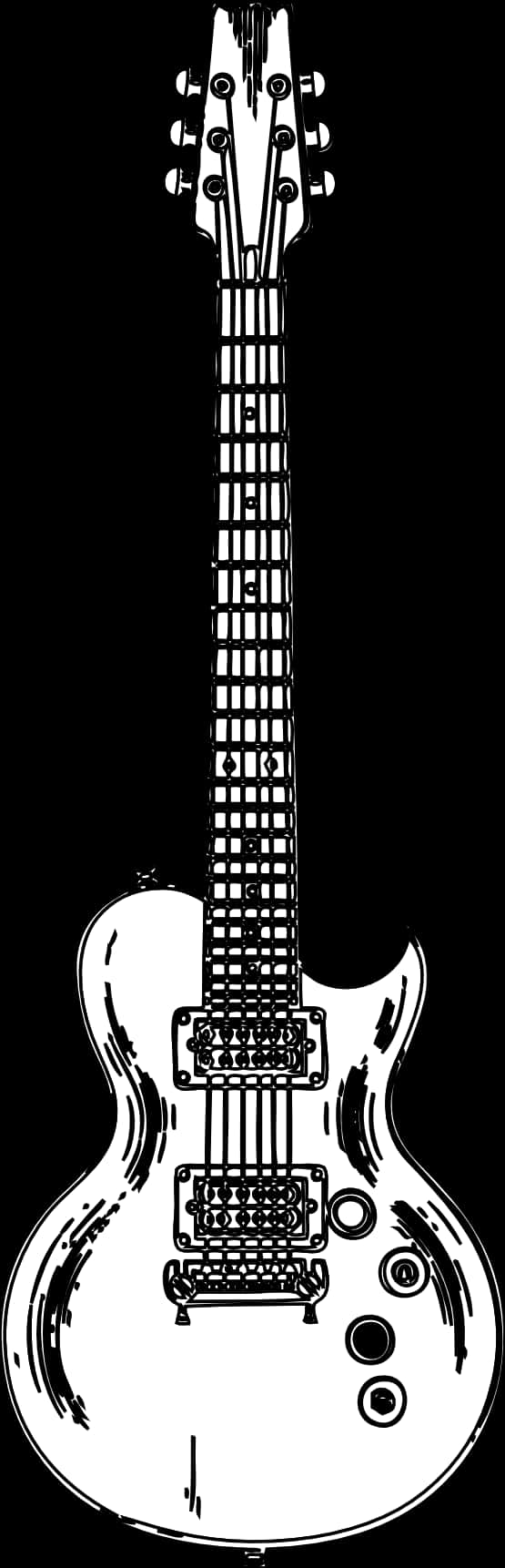 Electric Guitar Black White Illustration PNG image