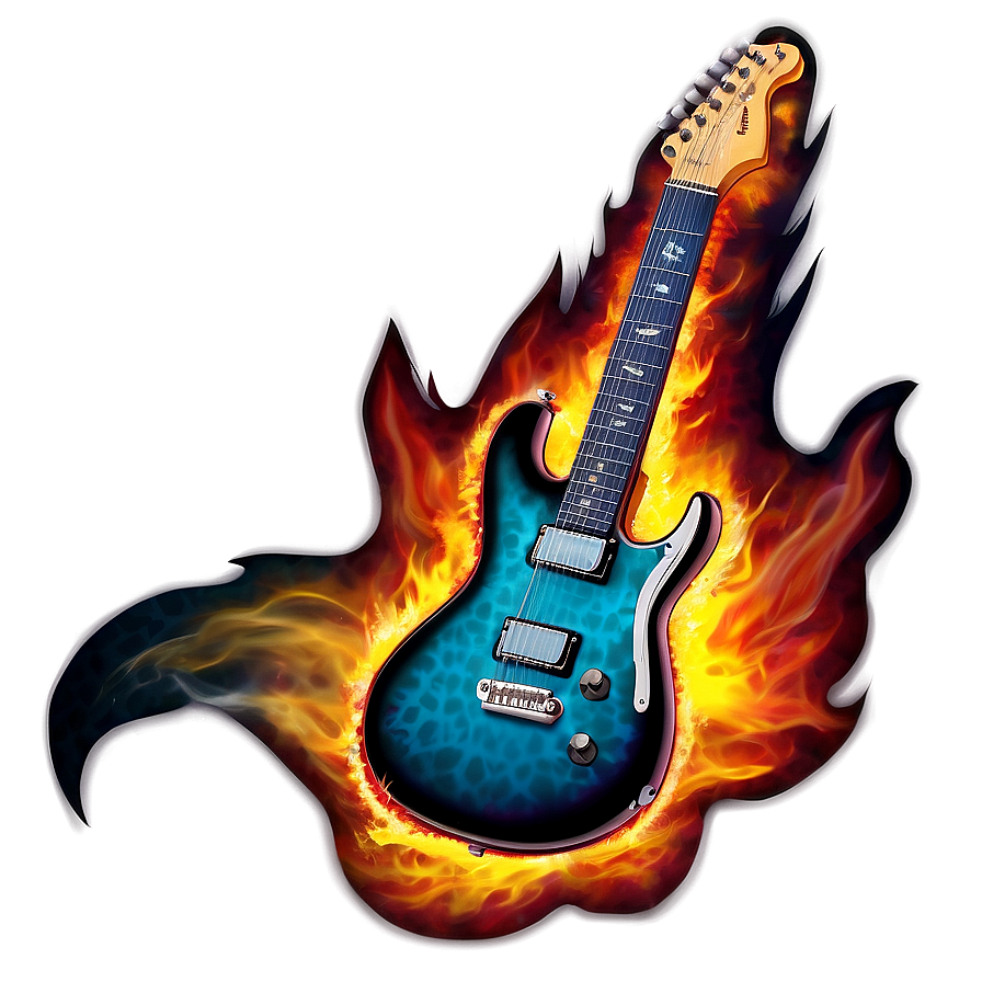 Electric Guitar On Fire Png 05252024 PNG image