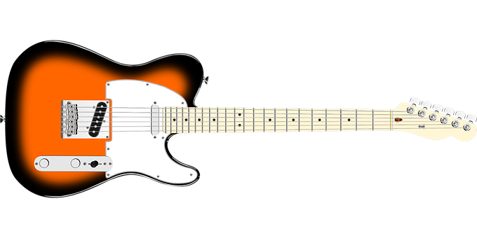 Electric Guitar Orange Black Background PNG image