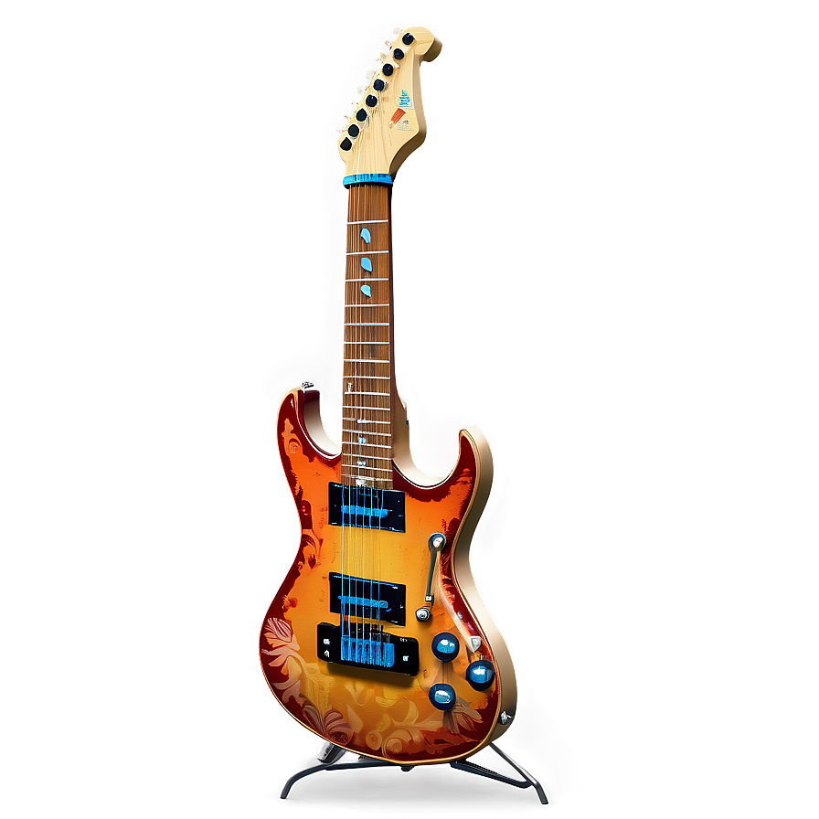 Electric Guitar With Skulls Png Umd PNG image