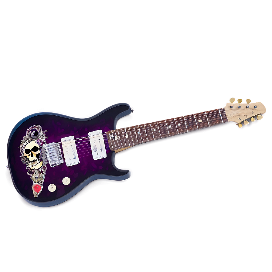 Electric Guitar With Skulls Png Yjq78 PNG image