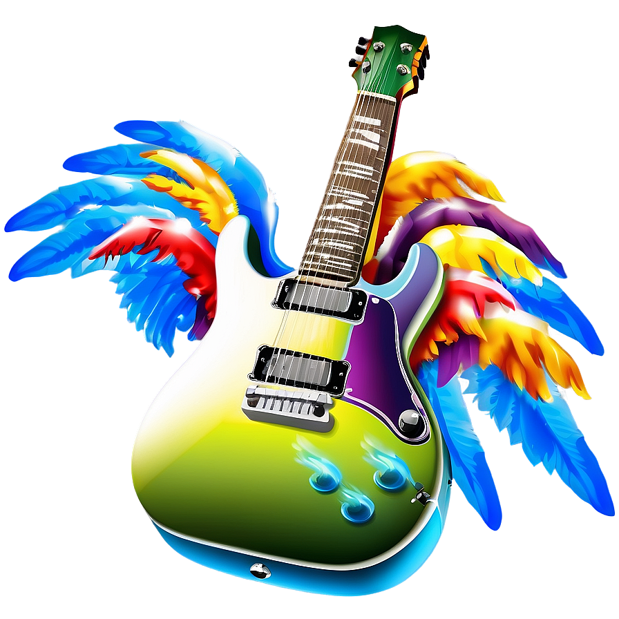 Electric Guitar With Wings Png 93 PNG image