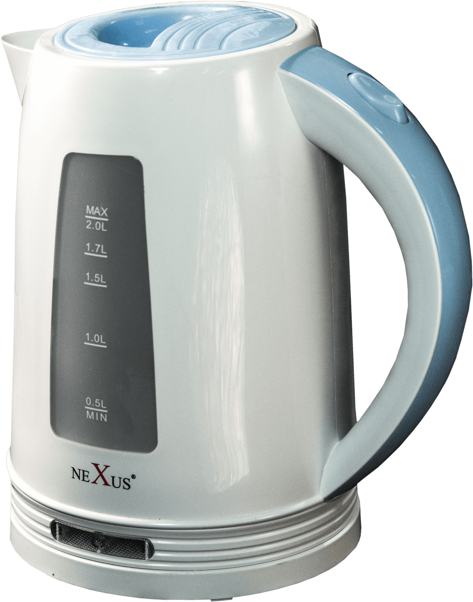 Electric Kettle Blue Accents Transparent Background PNG image