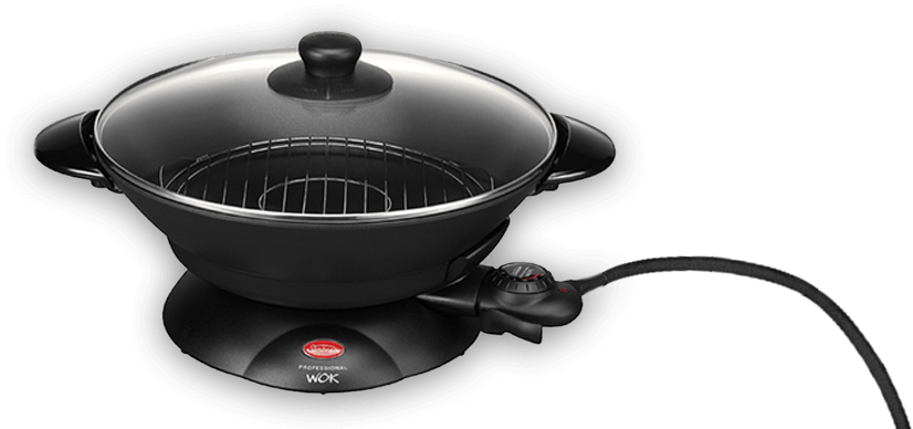Electric Nonstick Wokwith Lid PNG image