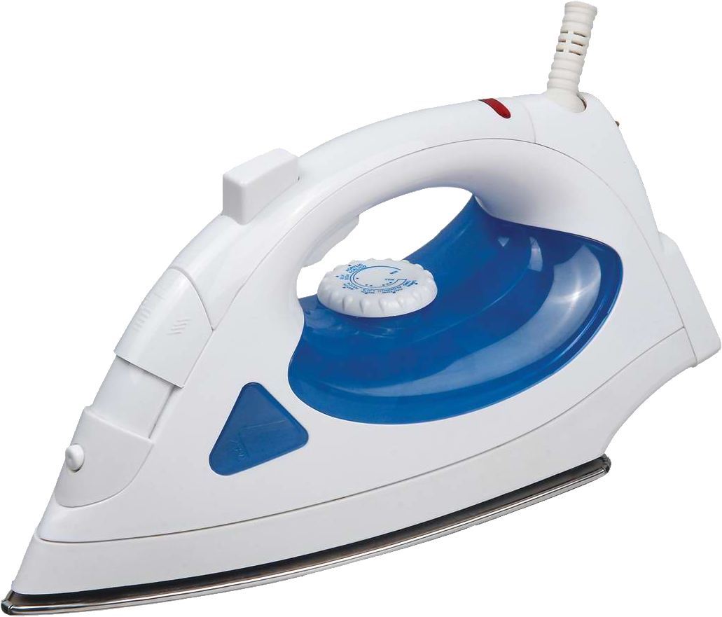 Electric Steam Iron White Blue PNG image