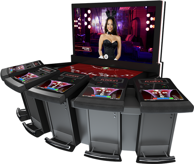 Electronic Blackjack Table With Dealer Screen PNG image