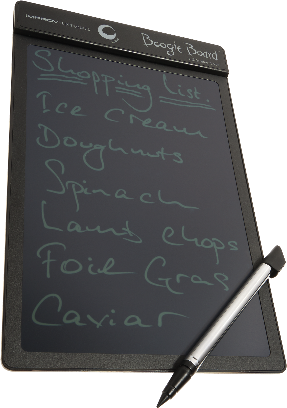 Electronic Boogie Boardwith Shopping List PNG image