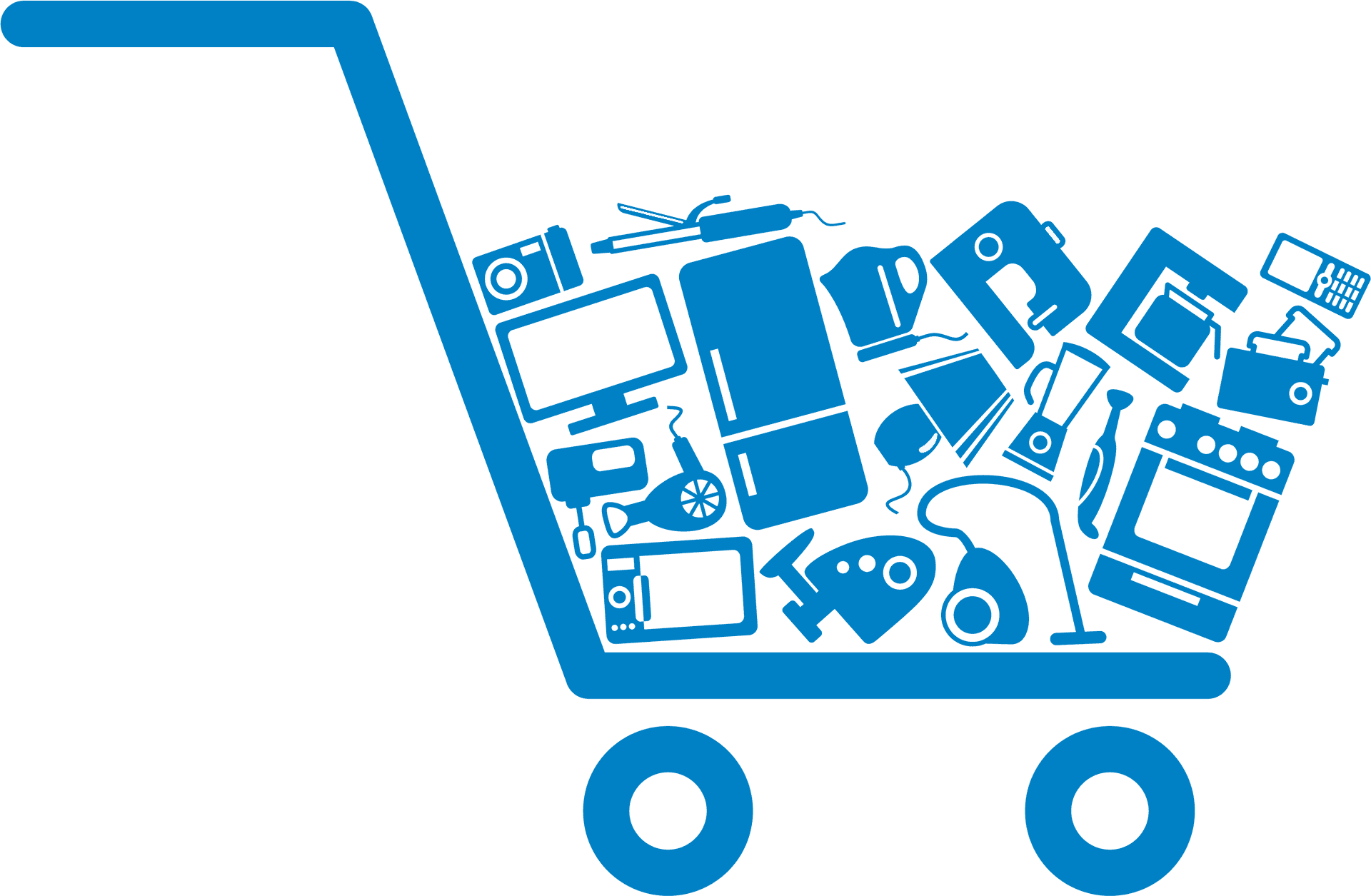 Electronics Filled Shopping Cart PNG image