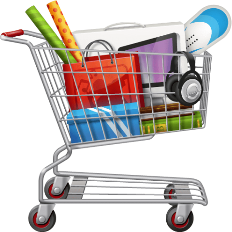 Electronics Shopping Cart Items PNG image