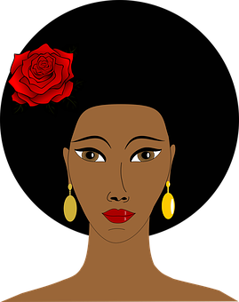 Elegant African Womanwith Rose PNG image